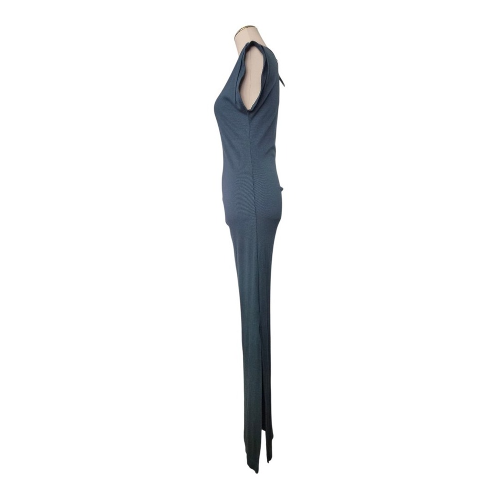 Michael Stars Calliope Extended Sleeve Maxi Dress Pebble Blue Ribbed Knit Size M - Picture 5 of 8